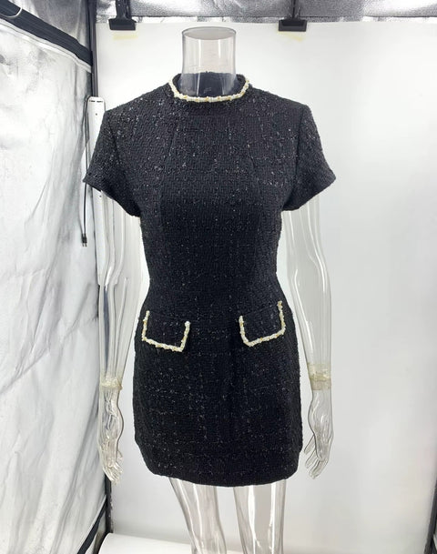 Neck Short Sleeve High Waist Mini Party Dress CODE: KAR4318