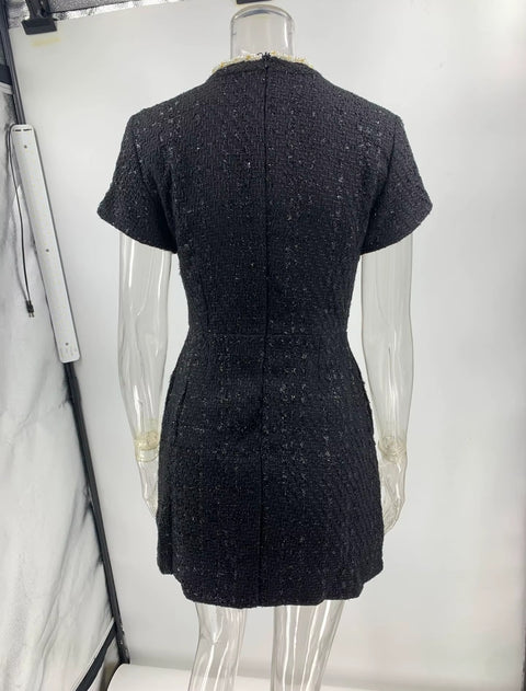 Neck Short Sleeve High Waist Mini Party Dress CODE: KAR4318