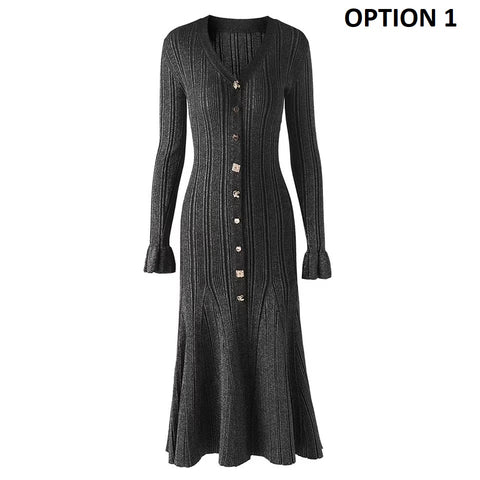 New Fashion Autumn Knit Mermaid Long Dress CODE: KAR4330