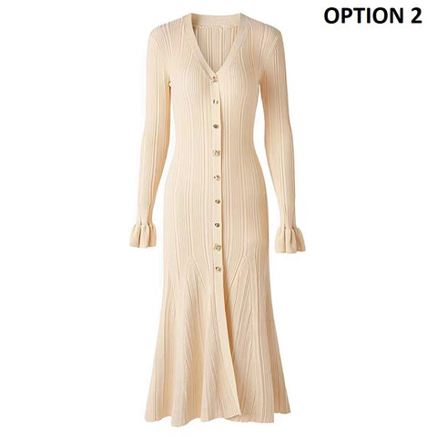 New Fashion Autumn Knit Mermaid Long Dress CODE: KAR4330