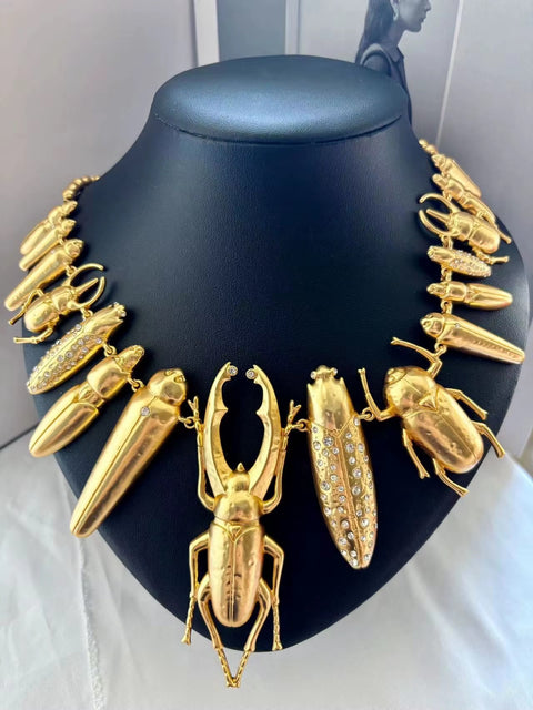 New Fashion Alloy Gold-plated Multi Bugs Charms Chunky Necklace CODE: KAR4331