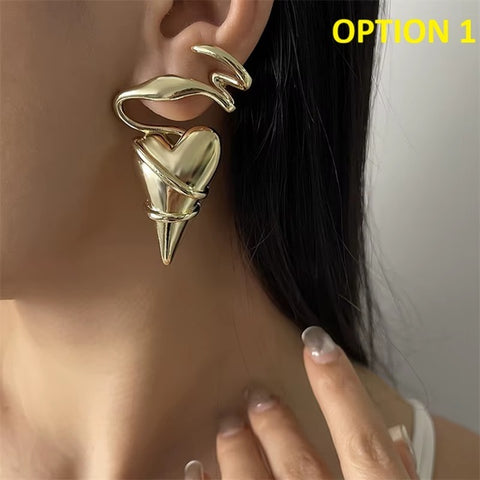 New Creative Geometric Lines Wrapped Around Heart Party Earrings CODE: KAR4352