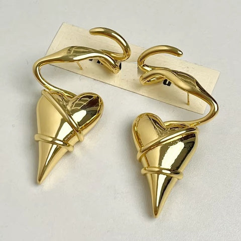 New Creative Geometric Lines Wrapped Around Heart Party Earrings CODE: KAR4352