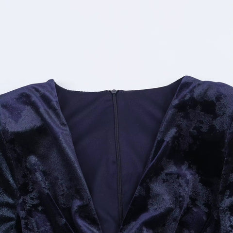 New Fashion V-Neck Elegant Velvet Long Dress CODE: KAR4356