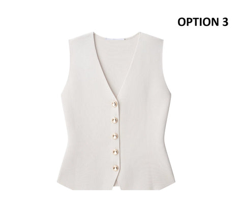 New casual and undecorated V-neck sleeveless vest Top CODE: KAR4361