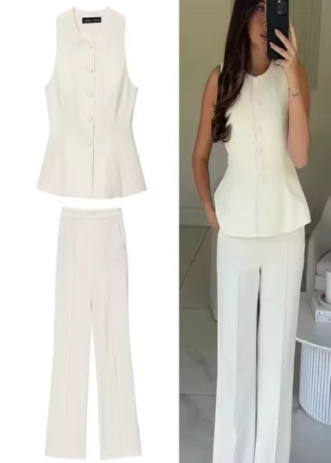 New Fashion Short Vest Top and Trousers 2 Pieces Set CODE: KAR4367