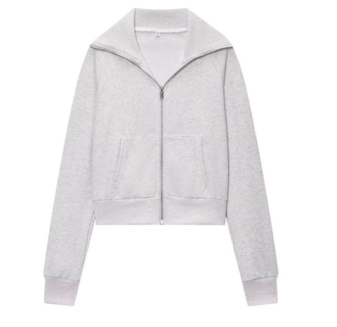 New Turn-Down Collar Long Sleeves Pocket Zipper Short Coat+ Long Pant Set CODE: KAR4368