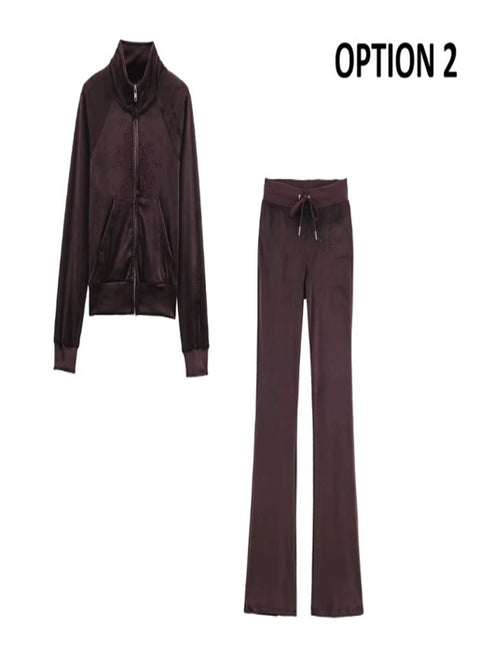 New Classic Velvet Printed Jacket And Pant Set CODE: KAR4371