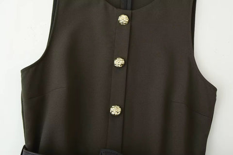 New Autumn Sleveless Simple Color Dress CODE: KAR4375