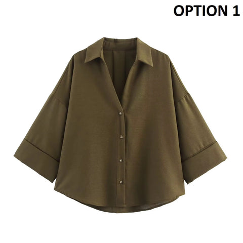 New Fashion Long Casual Loose Versatile Design Sensation Niche Shirt CODE: KAR4376