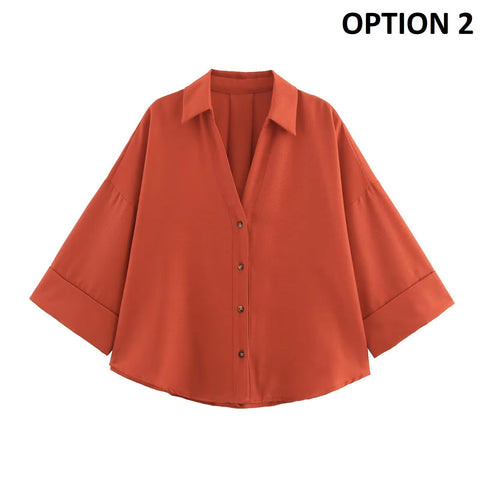 New Fashion Long Casual Loose Versatile Design Sensation Niche Shirt CODE: KAR4376