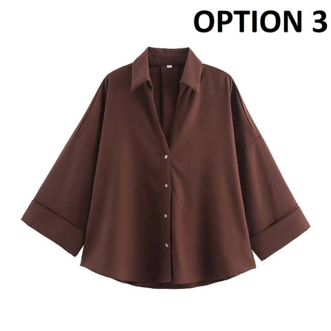 New Fashion Long Casual Loose Versatile Design Sensation Niche Shirt CODE: KAR4376