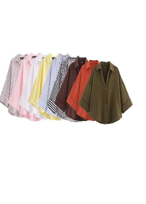 New Fashion Long Casual Loose Versatile Design Sensation Niche Shirt CODE: KAR4376