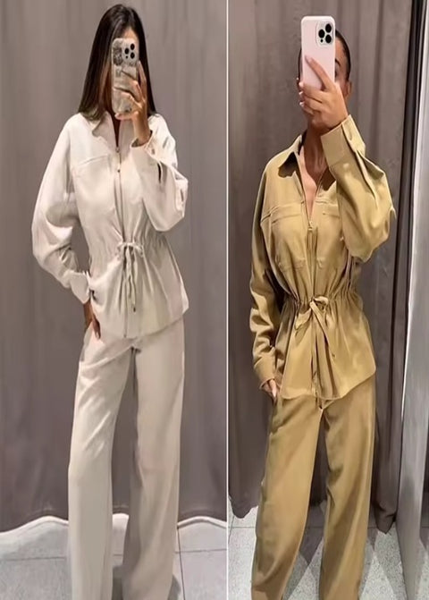 New Elastic Wide-Leg Pant Fashion Travel Street 2-piece Set CODE: KAR4377