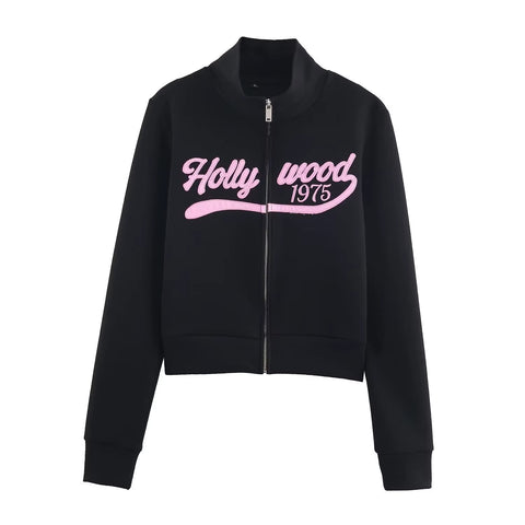 New Fashion Autumn Casual Printed Zipper Sweatshirt And Flared Pants Set CODE: KAR4379