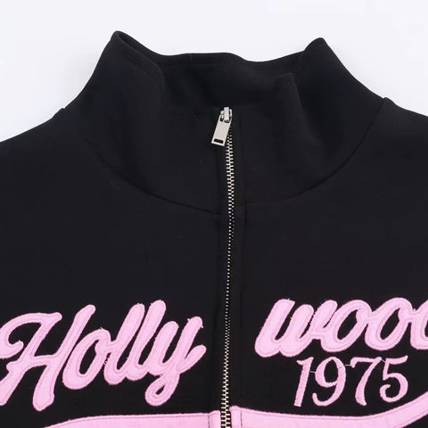 New Fashion Autumn Casual Printed Zipper Sweatshirt And Flared Pants Set CODE: KAR4379