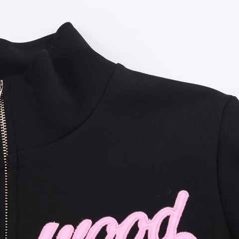 New Fashion Autumn Casual Printed Zipper Sweatshirt And Flared Pants Set CODE: KAR4379