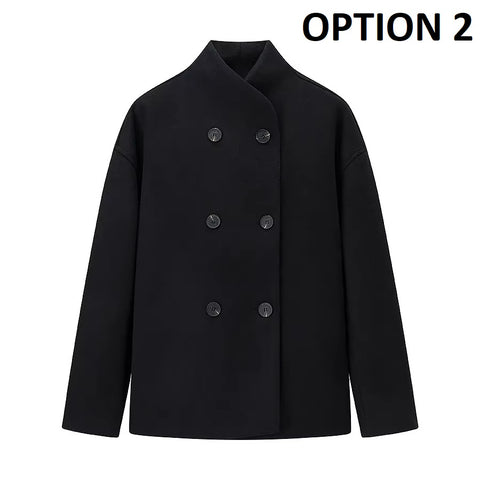 New Fashion Autumn Long Sleeve Stand Collar Woolen Jacket CODE: KAR4385