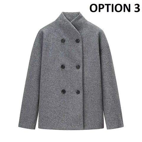 New Fashion Autumn Long Sleeve Stand Collar Woolen Jacket CODE: KAR4385