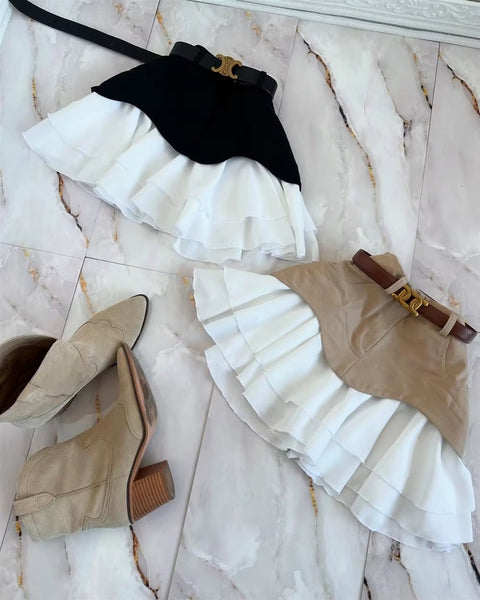 New Fashion High Waist Ruffles Elegant A Line Short Skirts CODE: KAR4390