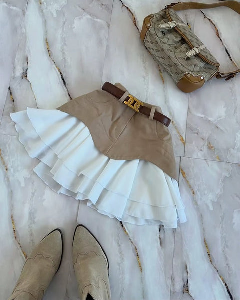 New Fashion High Waist Ruffles Elegant A Line Short Skirts CODE: KAR4390