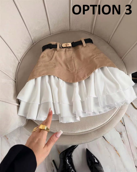 New Fashion High Waist Ruffles Elegant A Line Short Skirts CODE: KAR4390