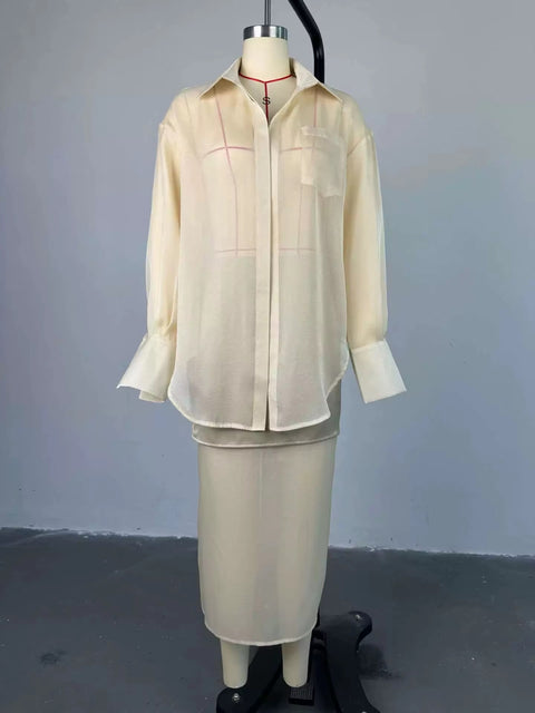 New Fashion Sexy Lace Shirt and  Skirt Two-Piece Set CODE: KAR4395