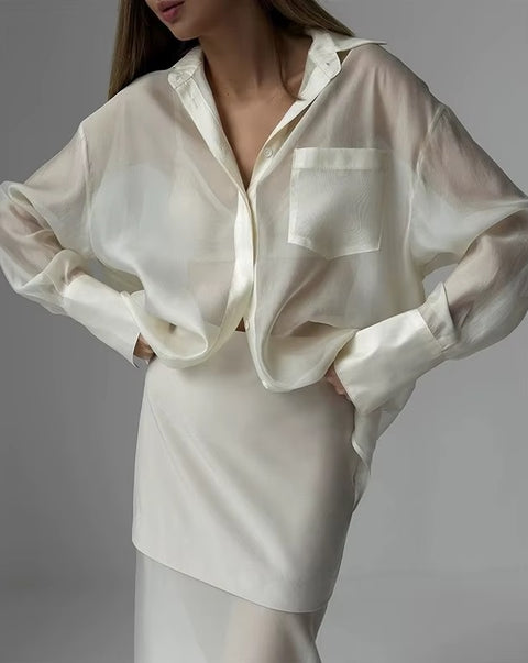 New Fashion Sexy Lace Shirt and  Skirt Two-Piece Set CODE: KAR4395