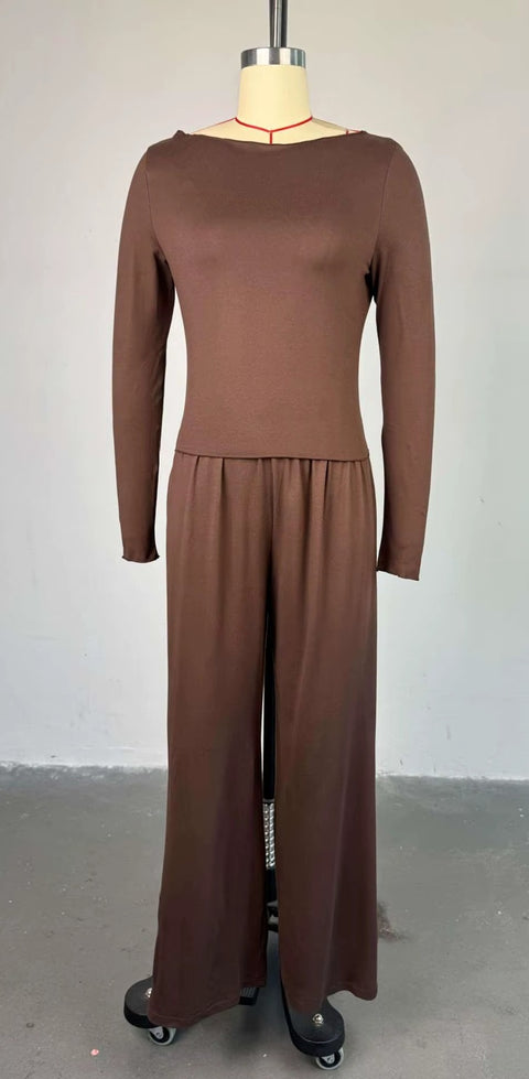 New Long Sleeve T Shirt High Waist Pant Three Piece Set CODE: KAR4396