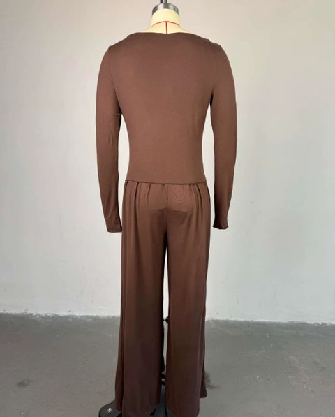 New Long Sleeve T Shirt High Waist Pant Three Piece Set CODE: KAR4396