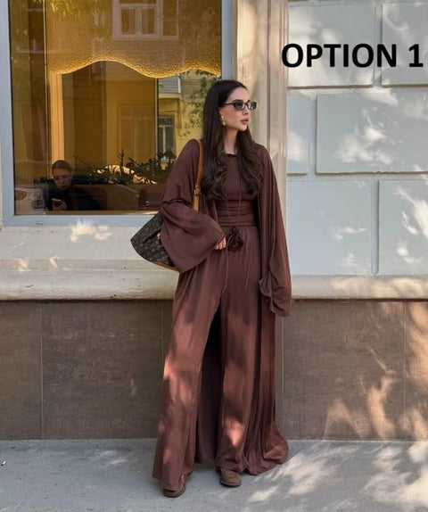 New Long Sleeve T Shirt High Waist Pant Three Piece Set CODE: KAR4396