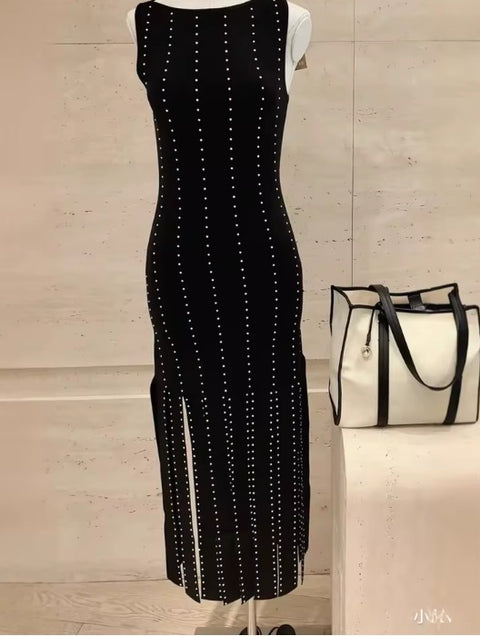 New Sleeveless Round Neck Elegant Knitwear Mid-calf Dress CODE: KAR4398