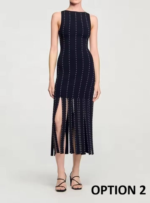 New Sleeveless Round Neck Elegant Knitwear Mid-calf Dress CODE: KAR4398