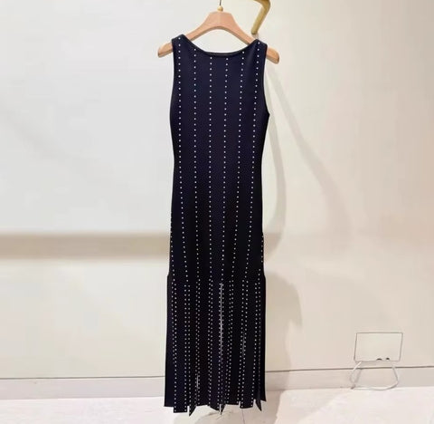 New Sleeveless Round Neck Elegant Knitwear Mid-calf Dress CODE: KAR4398