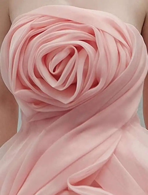 New Slash Neck Waist Retraction 3D Flower Decorate Zipper Mini Dress CODE: KAR4402