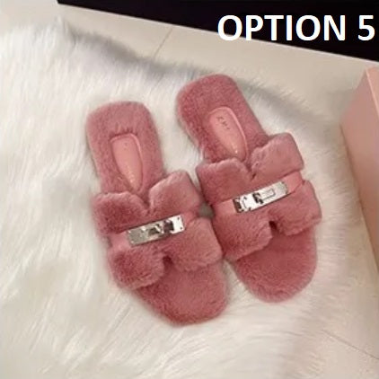 New Fashion fluffy cute designer fur slippers CODE: KAR4403