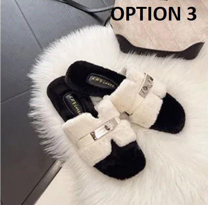 New Fashion fluffy cute designer fur slippers CODE: KAR4403