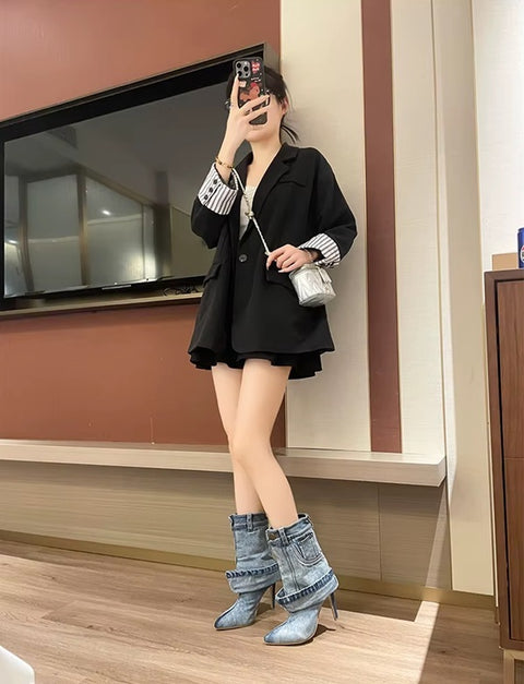New High Heel Pointed Fashion Skirt Boots CODE: KAR4406