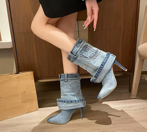 New High Heel Pointed Fashion Skirt Boots CODE: KAR4406