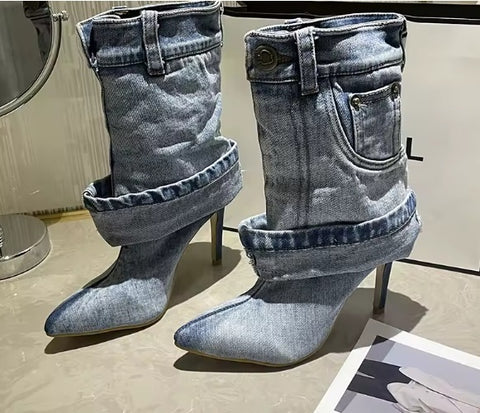 New High Heel Pointed Fashion Skirt Boots CODE: KAR4406