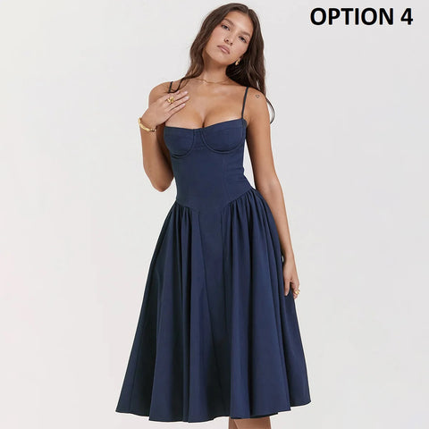 New Fashion Elegant Sleeveless Backless Pleated Dresses CODE: KAR4409