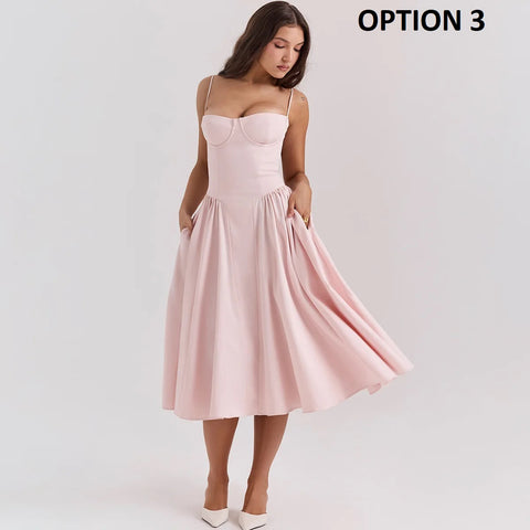 New Fashion Elegant Sleeveless Backless Pleated Dresses CODE: KAR4409