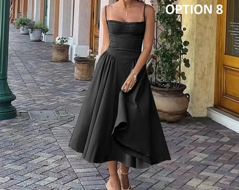 New Fashion Elegant Sleeveless Backless Pleated Dresses CODE: KAR4409
