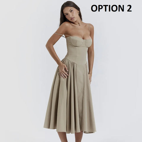 New Fashion Elegant Sleeveless Backless Pleated Dresses CODE: KAR4409