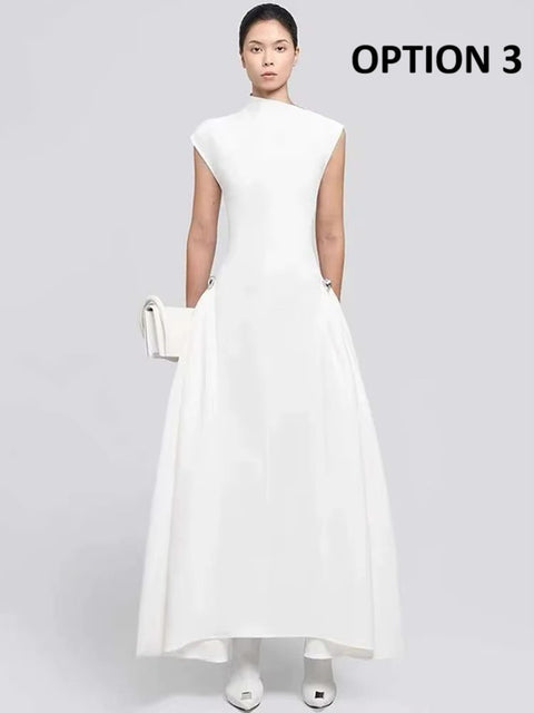 New Sleeveless Slim Waist Pleated Big Swing Dress CODE: KAR4410