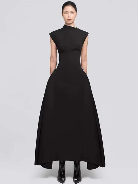 New Sleeveless Slim Waist Pleated Big Swing Dress CODE: KAR4410