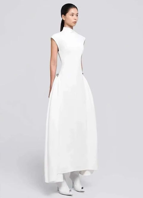 New Sleeveless Slim Waist Pleated Big Swing Dress CODE: KAR4410