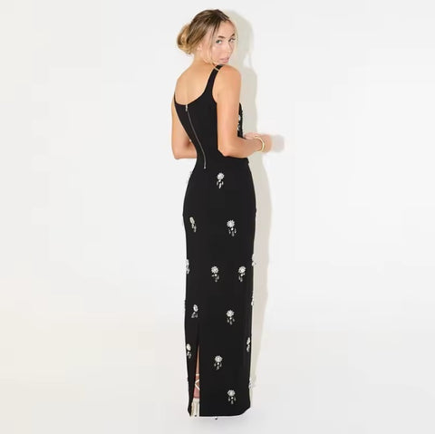New Sleeveless Square Neck Fashion Diamond Backless Long Skirt Set CODE: KAR4413
