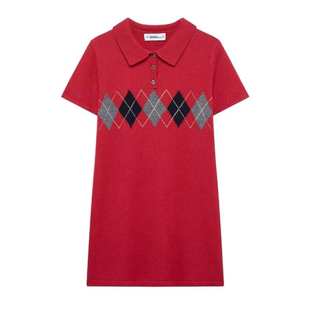 New Plaid Front Button Knitted Mini Dress CODE: KAR4415