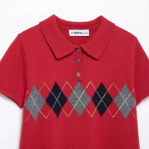 New Plaid Front Button Knitted Mini Dress CODE: KAR4415